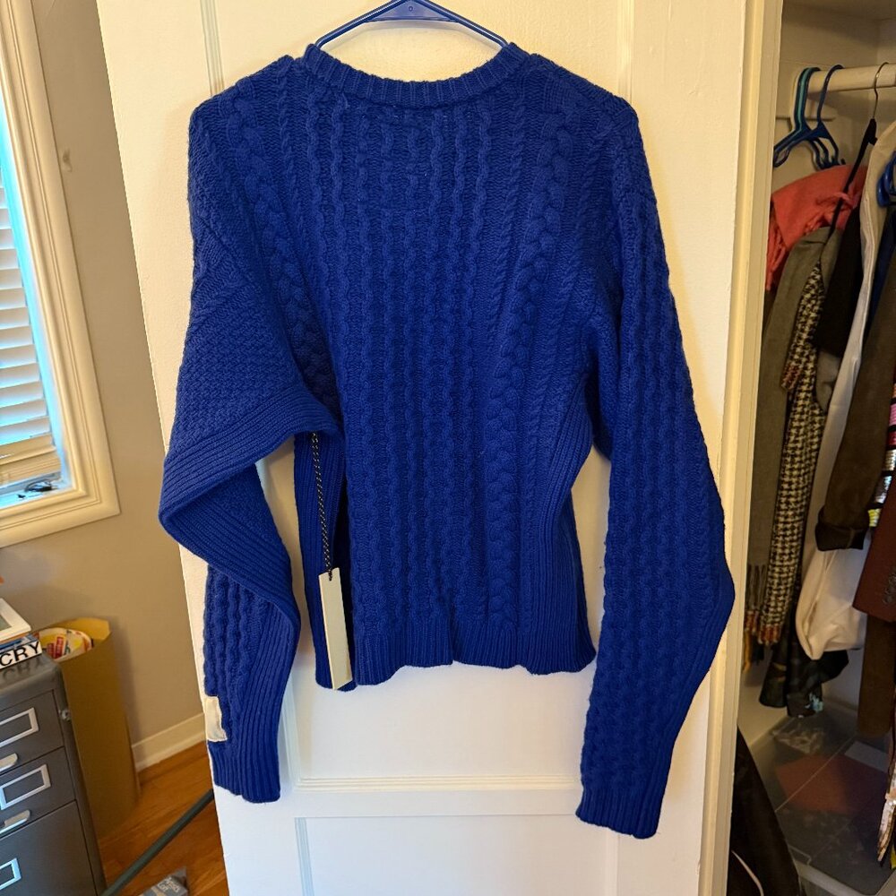 RC Outdoor Supply Reese Cooper Cable Knit Paneled Sweater Blue XS